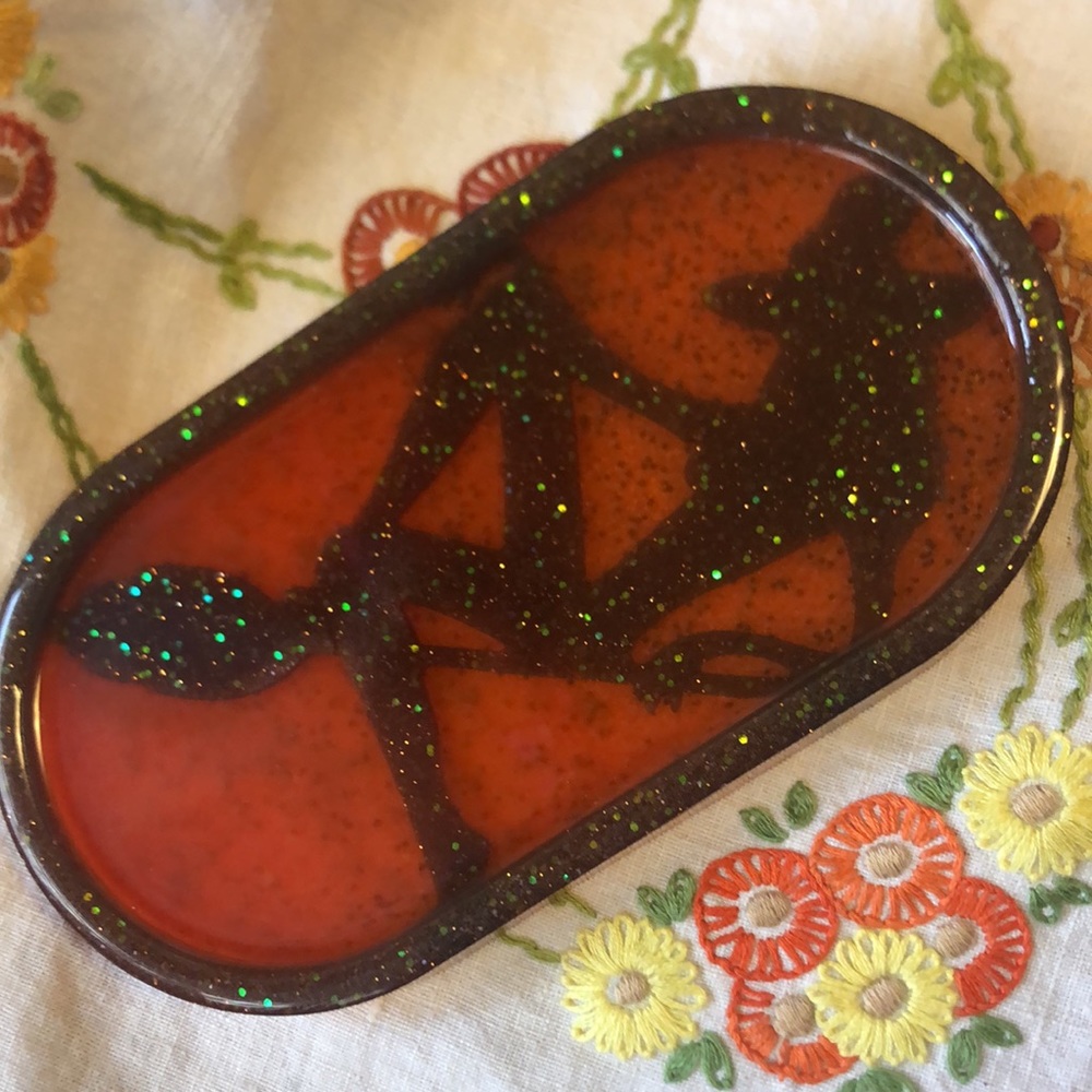 Handmade resin witch tray